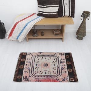2x3 Oushak Rug, 2x3 Mini Rug, Door Mat Rug, 2x3 Vintage Rug, Turkish Rug, Anatolian Rug, Natural Rug, Small Size Rug, Turkish Mini Rug,18412