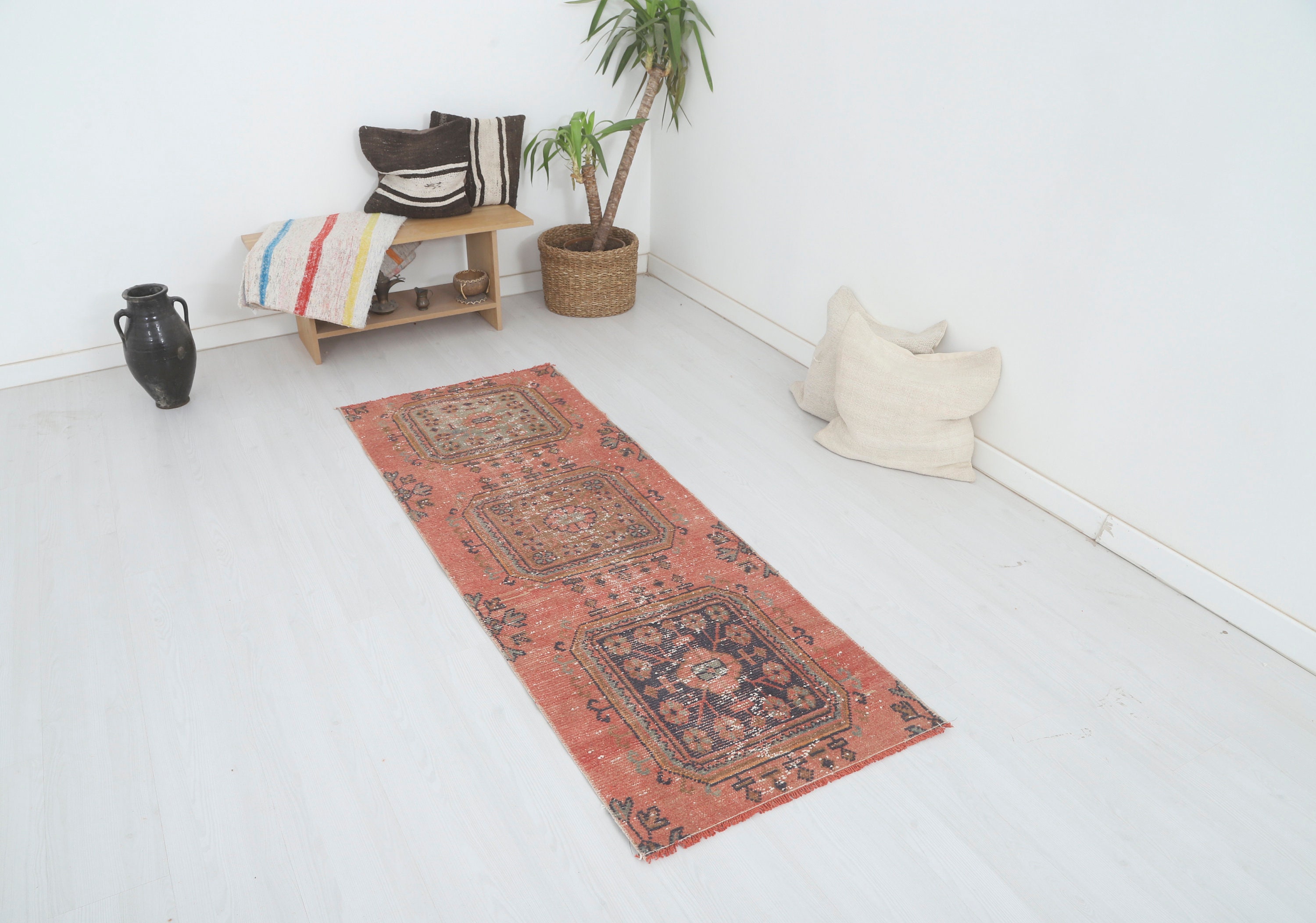 3x7 Vintage Rug, 3x7, Faded Rug, Pastel Rug, Turkey Vintage Rug, Oushak Rug, Turkish Rug, Vintage Turkish Rug, Anatolian Rug,Muted Rug,8965