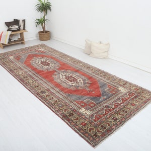 Oversize Oushak Wool Rug: 5x12 Vintage Turkish Pastel Rug