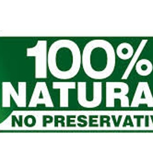 May include: Green and white label with the text "100% NATURAL NO PRESERVATIVES".