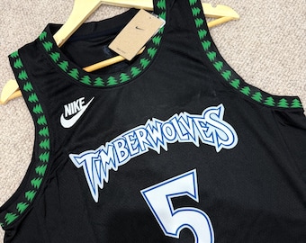 Camiseta de baloncesto negra de los Minnesota Timberwolves, talla grande, de Anthony Edwards