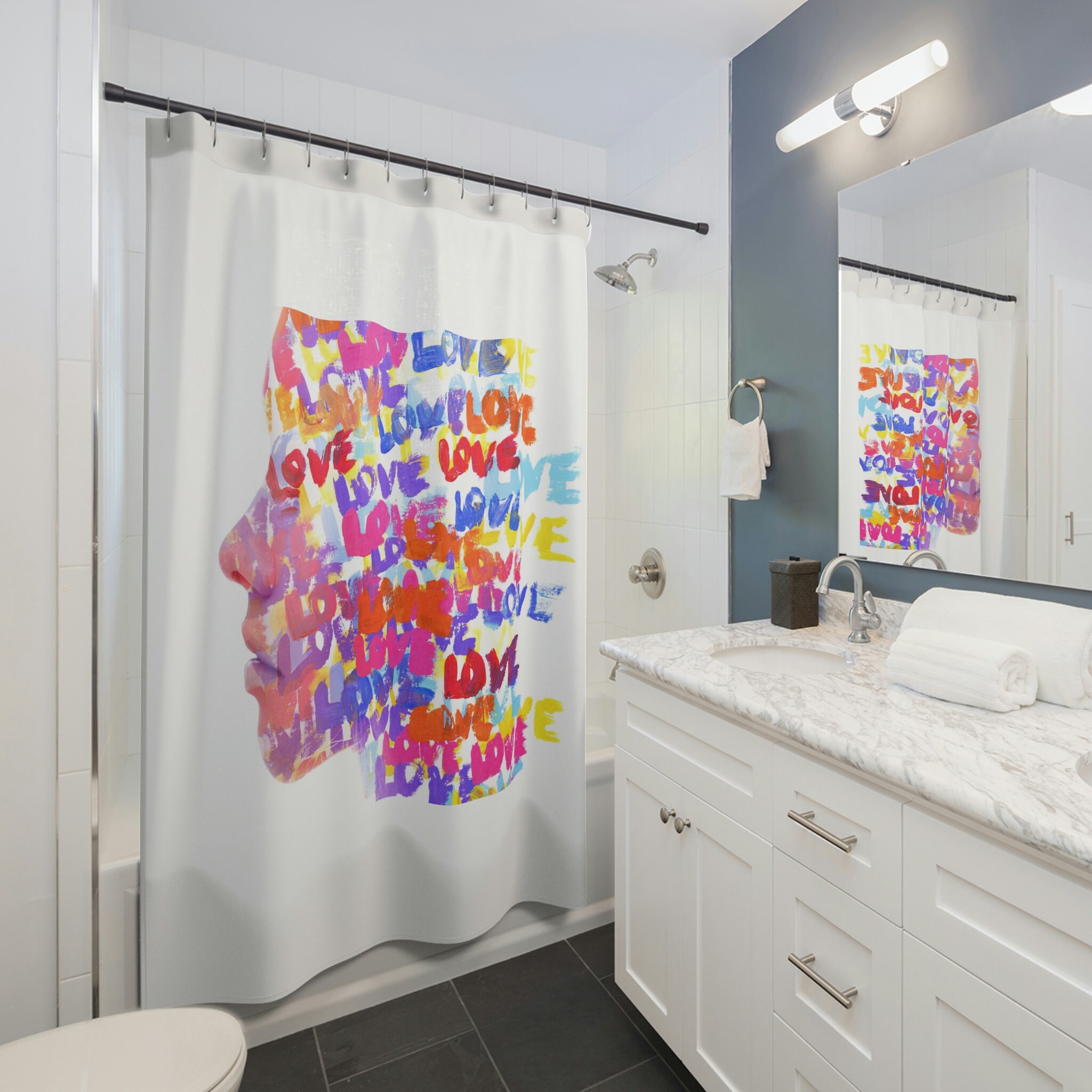 Colorful Shower Curtain Mental Health Gift Psych Shower Etsy