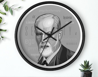 Freud Wall clock, Freud gift, Psychology Office Gift, Psychiatrist Gift, Therapist Gift, Father's Day gift, counselor gift, Sigmund Freud