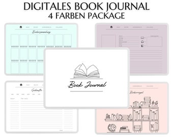 Digitales Reading Journal (Deutsch) | Goodnotes | Lesetagebuch | 4 Farben Package