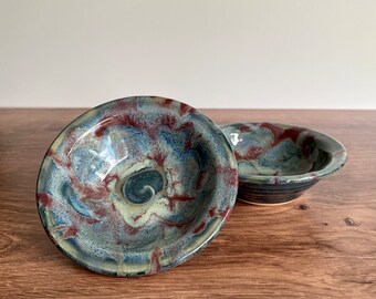 Mini prep bowls | SET OF 2 | Handmade pottery stoneware mini bowl for jewelry, dip and more in blue