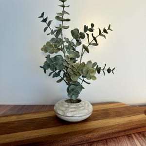 Ikebana Flower Vase | Handmade, hand carved pottery flower vase in white