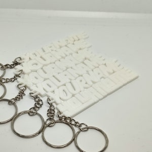 Chaveiro com nome personalizado, chaveiro com impressão 3D, chaveiro com letras, moderno e elegante editável, melhor chaveiro de presente para ele