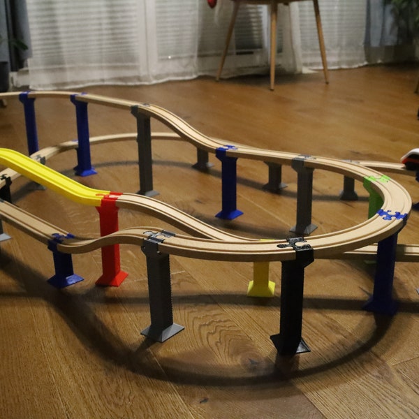 Uniqu Pillars with brick pattern for wooden tracks and trains, bridges, compatible with Brio / Lillabo