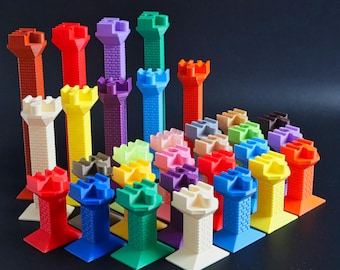 Stackable Multi-Height Bridge Support Pillars – 3D Printed, Vibrant Colors, Custom Heights, Durable, Railway Expansion, Child-Safe