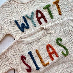 Custom Name Boy Sweater, Personalized Name Sweater, Hand Embroidered Baby Boy Sweater, Baby Boy Announcement, Custom Baby Gift, Birthday Gif