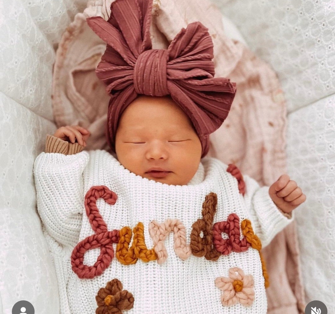 Custom Name Sweater, Personalized Name Sweater, Hand Embroidered Baby
