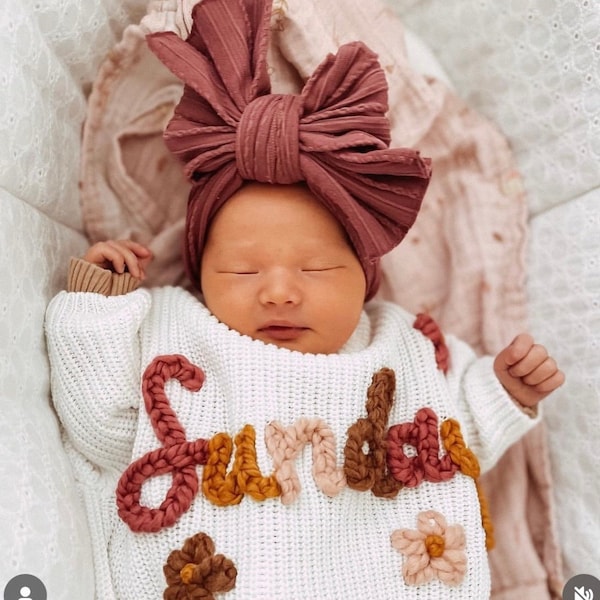 Personalized Embroidered Baby Name Knit Sweater Etsy