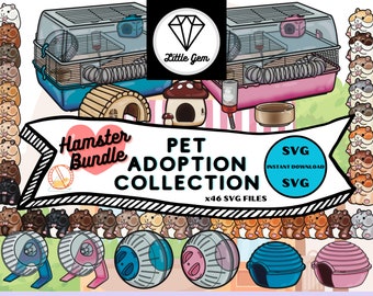 Hamster Clipart SVG Files - x46 SVG Bundle - Pet and Accessories Bundle - Instant Digital Download - LittleGemDesignsGB