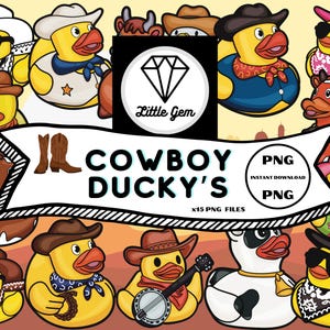 Cowboy/Cow Rubber Duck Clipart - x15 PNG Bundle -  Wild West Rubber Duck Bundle - Instant Digital Download - LittleGemDesignsGB