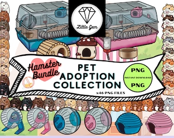 Hamster Clipart PNG Files - x46 PNG Bundle - Pet and Accessories Bundle - Instant Digital Download - LittleGemDesignsGB