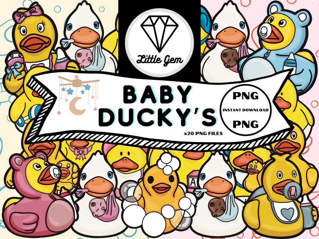 Baby Rubber Duck Clipart - X20 PNG Bundle - Baby Shower Rubber Duck ...