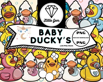Pato de Borracha Bebê Clipart - x20 PNG Pacote - Pacote de Pato de Borracha para Chá de Bebê - Mãe e Bebê - Download Digital Instantâneo - LittleGemDesignsGB