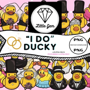 Clipart de Pato de Borracha para Casamento - Pacote x29 PNG - Pacote de Patinho Temático para Casamento - Noiva e Noivo - Download Digital Instantâneo - LittleGemDesignsGB