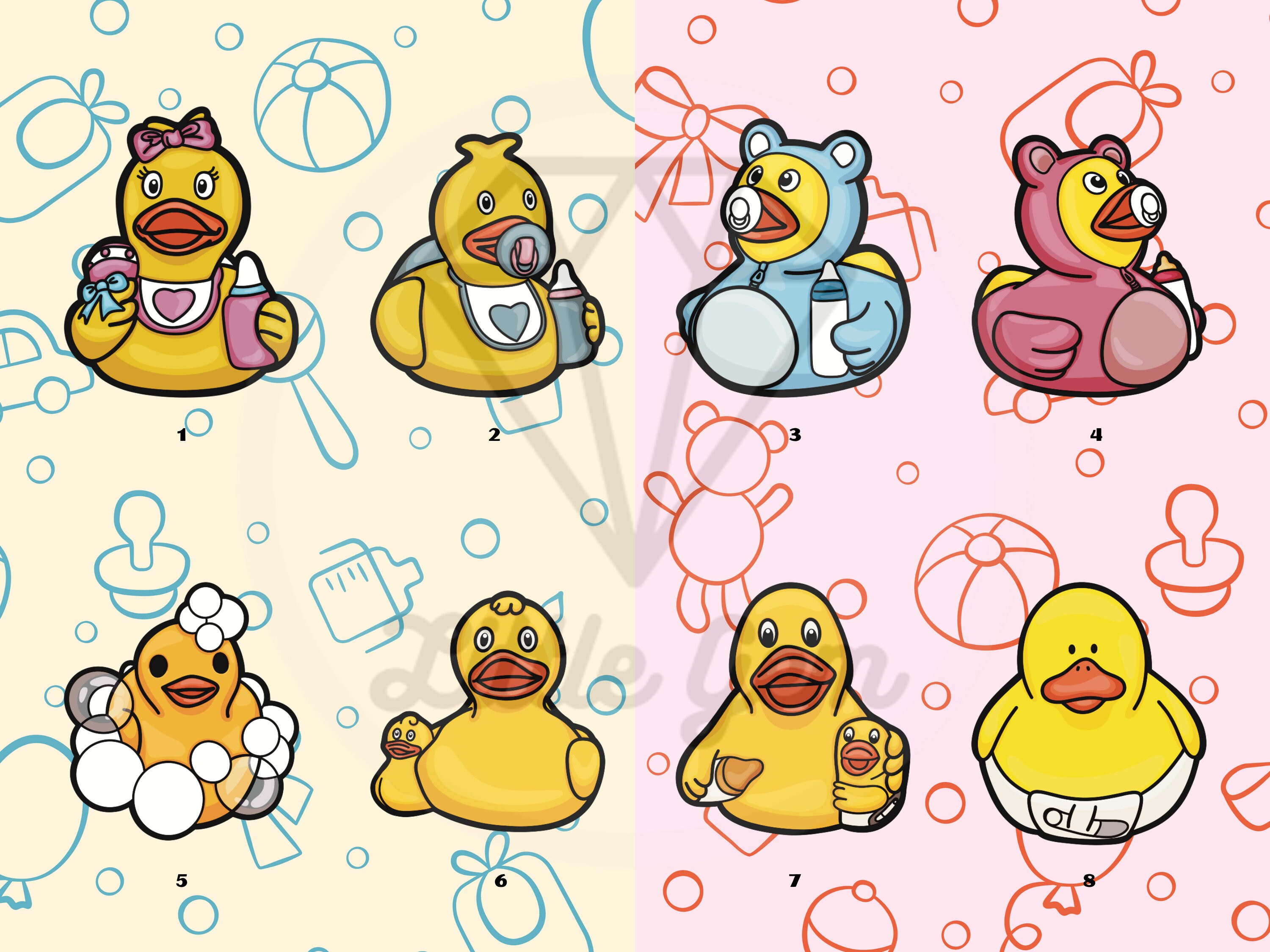 Baby Rubber Duck Clipart X20 PNG X20 SVG Bundle Baby Shower Rubber Duck Bundle Instant Digital