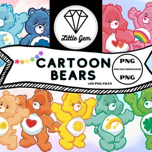 Cartoon Bär Clipart - süßer Teddybär - Regenbogen farbige Bären - x10 PNG Bündel - Sofortiger digitaler Download - LittleGemDesignsGB