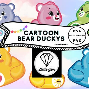Clipart cartoon beer rubberen eend - schattige teddybeer/badeend met thema - x 6 png-bundel - instant digitale download - LittleGemDesignsGB