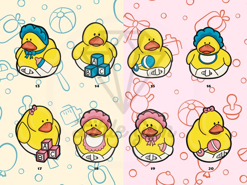 Baby Rubber Duck Clipart - X20 PNG Bundle - Baby Shower Rubber Duck ...