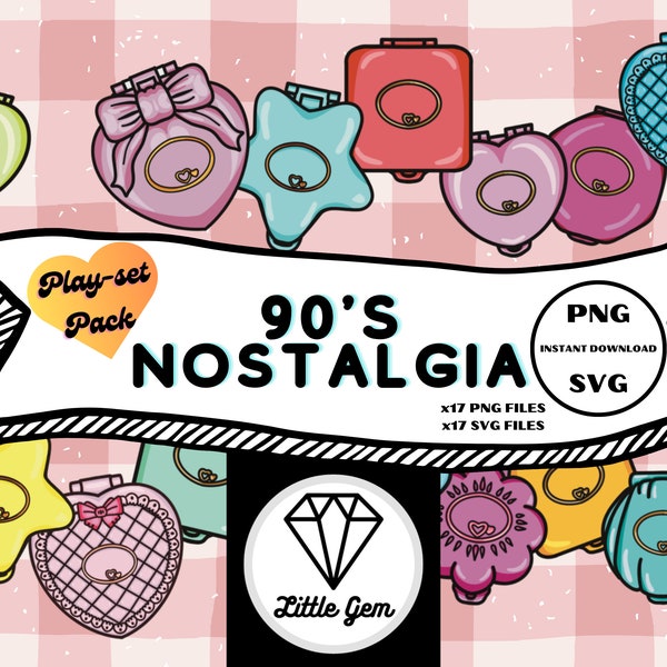 Toys Clipart - 90's Nostalgia x17 PNG x17 SVG Bundle - Instant Digital Download - LittleGemDesignsGB