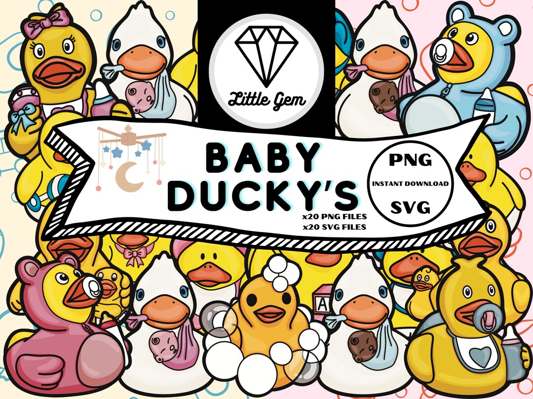 Baby Rubber Duck Clipart X20 PNG X20 SVG Bundle Baby Shower Rubber Duck Bundle Instant Digital