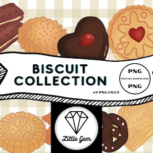 Biscuit/Cookie/Shortbread/Cream Sandwich Biscuits Clipart - x9 PNG Bundle - British Classics - Instant Digital Download - LittleGemDesignsGB