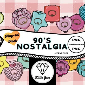 Brinquedos Clipart - Nostalgia dos anos 90 - Conjuntos compactos de bonecas - Bônus de brinde grátis - Pacote PNG x17 - Download digital instantâneo - LittleGemDesignsGB