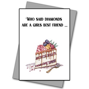 Happy Birthday card - Cakes a girls bestfriend - Rude card - Funny card - Funny Birthday card - Rude Birthday card - Friend birthday card