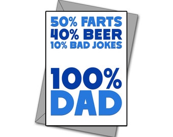 Fathers Day Card, Funny Fathers Day Card, Funny, Personalized, Card, Cards, Daughter, Son, Personalised, Custom,