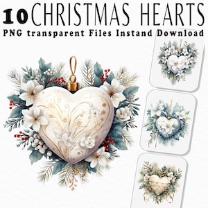 Watercolor Christmas Ornament, watercolor Cozy Christmas, Christmas Ornament Hearts, Ornaments Clipart, Watercolor Christmas Wreath