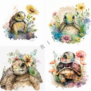 Clipart aquarelle tortue Differend - 22 fichiers JPG de haute qualité - téléchargement numérique - fabrication de cartes, clipart, créations numériques en papier, téléchargement immédiat