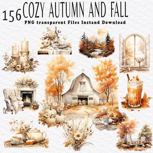 Aquarel herfst clipartbundel aquarel gezellig png aquarel herfst clipart png herfsthuis png herfstscène commercieel gebruik clipart png
