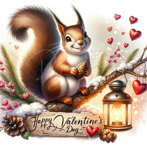 Valentine Squirrel Clipart, 11 JPG Valentines Day Clipart, Valentine Animal Clipart, Love Clipart, Instand Download, Commercial Use
