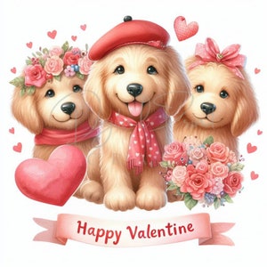 Valentine Labradoodle Clipart, 13 JPG Valentines Day Clipart, Valentine Animal Clipart, Wedding Clipart, Instand Download Commercial Use