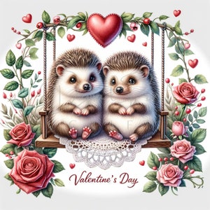 Valentine Hedgehog Clipart, 13 JPG Valentines Day Clipart, Valentine Animal Clipart, Wedding Clipart, Instand Download Commercial Use