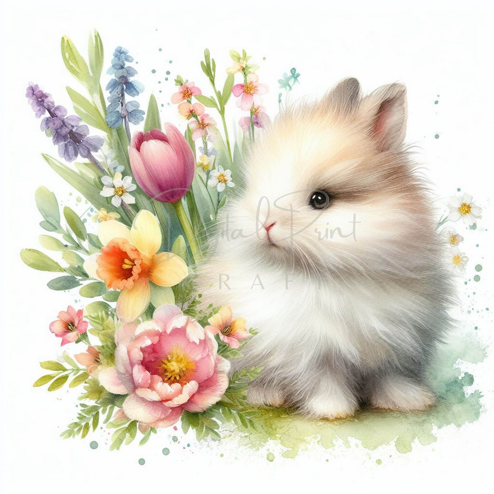 Bunny Spring Flowers 16 High Quality Jpgs Bouquet Clipart Junk