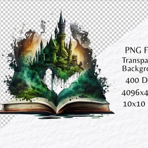 31 PNG Transparent Watercolor Fantasy Books Clipart Bundle, Open Book ...