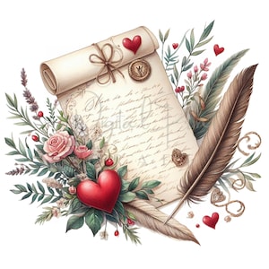 8 Sobres de Amor Clipart PNG transparente, Libros de Recuerdos de Alta Calidad, Diarios, Álbumes de Recortes, Planificadores, Descarga Digital para Uso Comercial