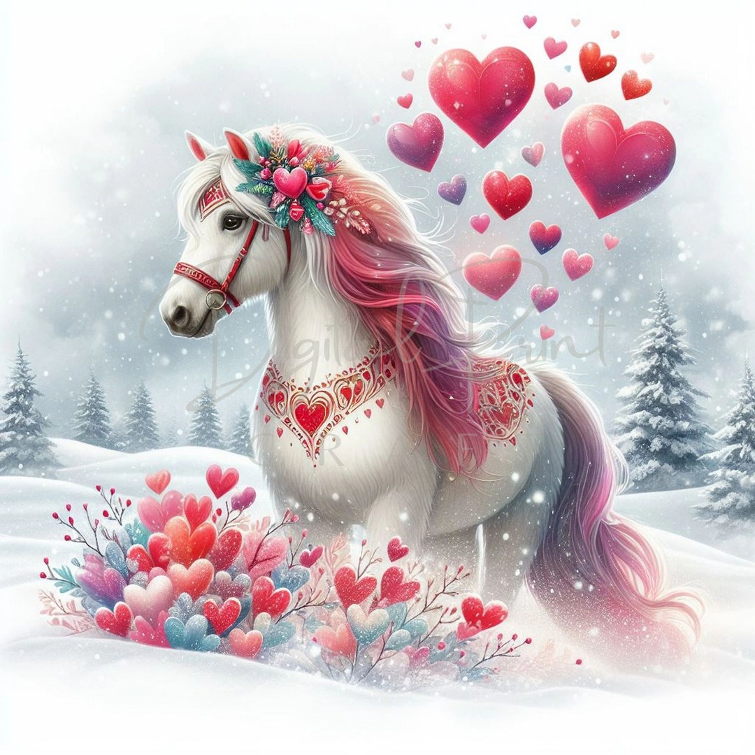 Valentine Horse Clipart, 20 JPG Valentines Day Clipart, Valentine ...