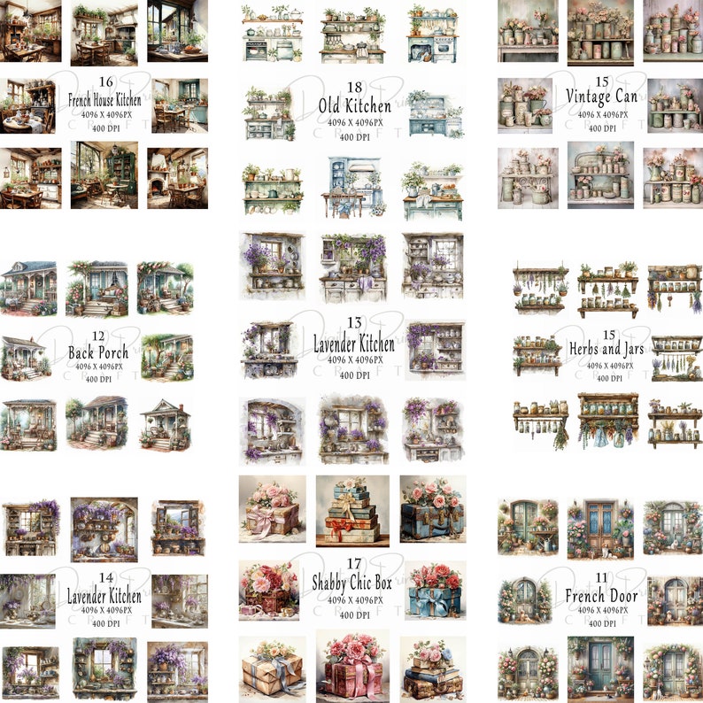 Shabby Chic Clipart Mega Bundle, Vintage Bundle, 850+ High Quality Jpgs ...