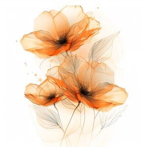 Abstract Elegant Flower Art Clipart, Colorful Bright Floral, 10 JPG, Printable Watercolor clipart,Digital download,Paper craft,junk journals image 10