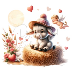12 Valentijn dieren clipart PNG transparant, hoge kwaliteit geheugenboeken, ongewenste tijdschriften, plakboeken, planners, commercieel gebruik digitale download