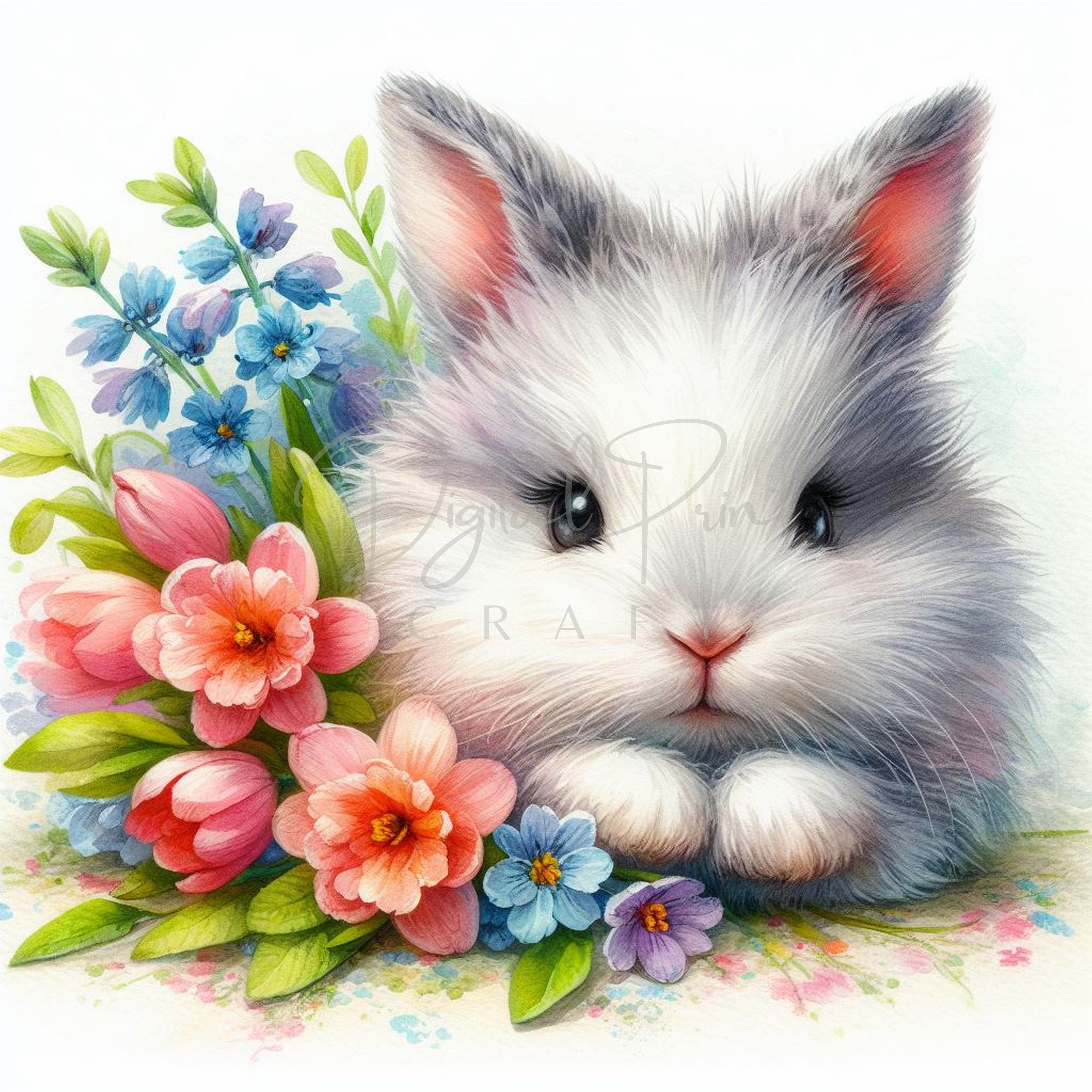 Bunny Spring Flowers - 16 High Quality Jpgs - Bouquet Clipart - Junk ...