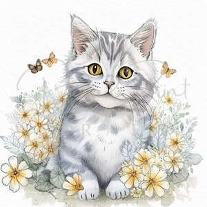 Kittens Clipart Bundle - 16 SVG and JPG Files - Cartoon Clipart, Junk Journal, Watercolor, Wall Art, Commercial Use - Digital Download