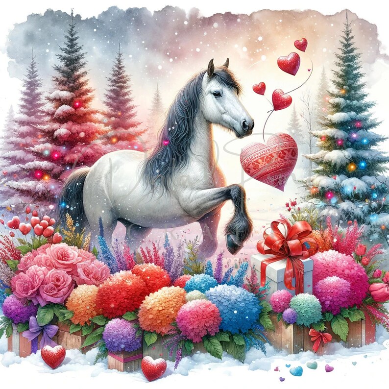 Valentine Horse Clipart, 20 JPG Valentines Day Clipart, Valentine ...