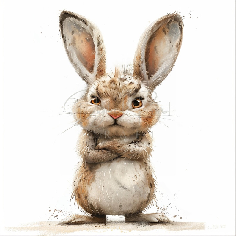 Rabbit Seriously Quirky Whimsical Bunny Clipart, Shabby Chic Rabbit, 12 Jpgs, Printable ...