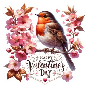 Valentine Robin Clipart, 10 JPG Valentines Day Clipart, Valentines Bird Clipart, Love Bird Clipart, Instand Download, Commercial Use
